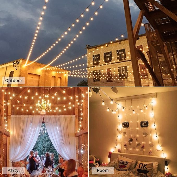 Outdoor String Lights, 50ft Brown Waterproof LED
