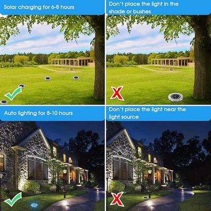 NFESOLAR Solar Lights Outdoor with 16 LEDs, 8 Pack Bright Multi-Color Solar Ground Lights Outdoor Waterproof for Pathway Garden Yard Lawn Walkway Halloween Christmas Decorations