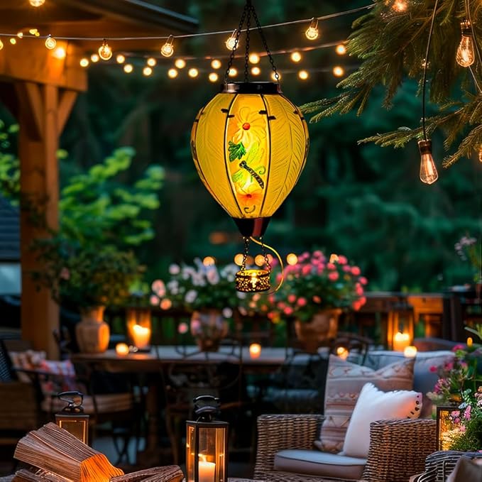 Charming Dragonfly Solar Lanterns for Porch, Waterproof LED