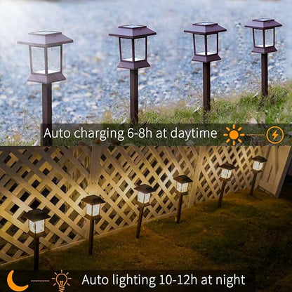 6Pack Solar Pathway Lights Outdoor Waterproof IP65, Solar Lights Outdoor with Hook, Upgraded 1000mAH Battery, Up to 12Hrs, Auto On/Off, Garden Decor for Yard, Driveway, Walkway (LED)