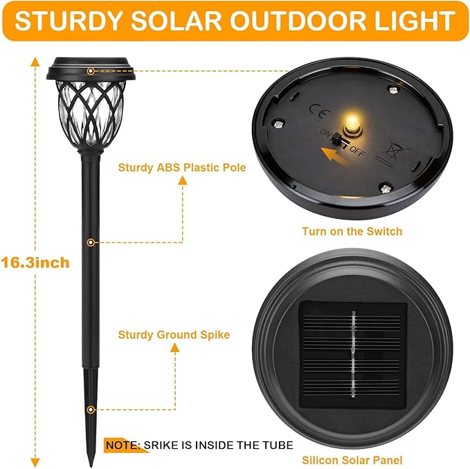 Solar Lights Outdoor 12 Pack Solar Garden Lights Waterproof IP65 Solar Landscape Lights Solar Pathway Lights for Patio, Yard, Driveway Decoration (Warm White