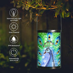 Peacock Solar Lanterns, Waterproof LED Backyard Lights