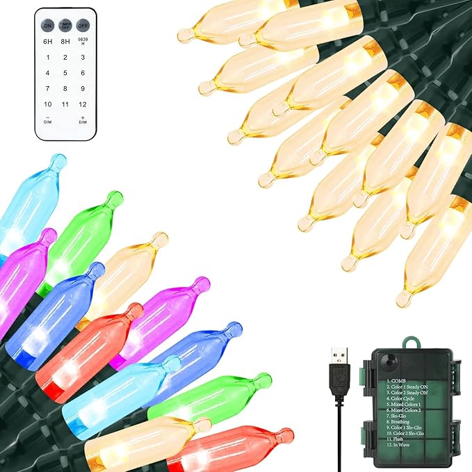 Christmas String Lights, 33ft 100 LED Waterproof Twinkle Lights