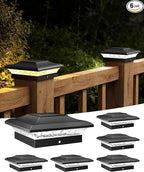 Cool White Solar Fence Post Caps 6-Pack, Fence LED