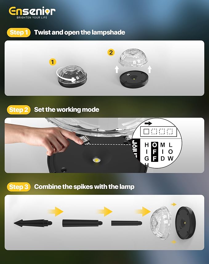 Ensenior Solar Pathway Lights Outdoor, 8-Pack Adjustable Height LED Lights Outdoor Waterproof IP65 for Garden Landscape, Auto On/Off Solar Powered Yard Lights for Walkway (Warm White)
