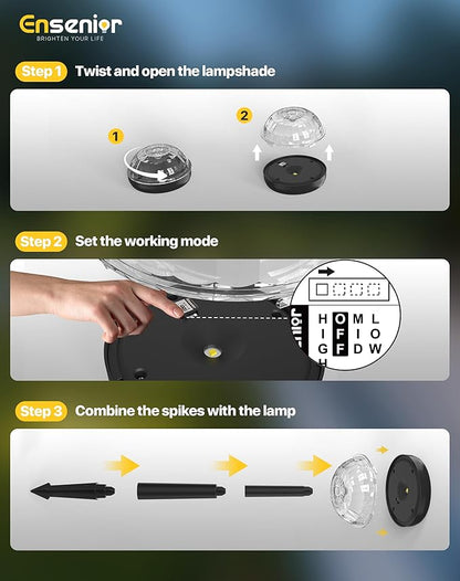 Ensenior Solar Pathway Lights IP65 Waterproof, RGB Color Changing & 3000K Warm White, 8-16Hr Runtime, Flower Pattern Garden Lights for Walkway Porch Yard - 6 Pack