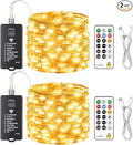 2-Pack 100 LED Christmas Twinkle Lights, 33ft Waterproof for Backyard