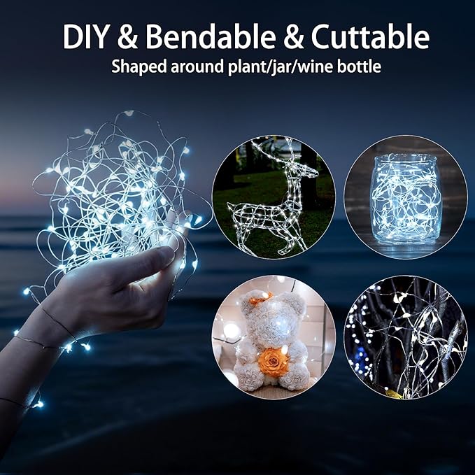 12-Pack 10ft Christmas LED String Lights, Waterproof Timer Lights