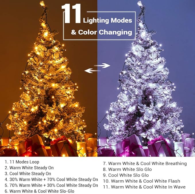 Christmas Patio String Lights, 67ft 200 LED Waterproof