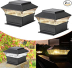 2-Pack Warm White Solar Deck Post Lights, Outdoor LED Caps