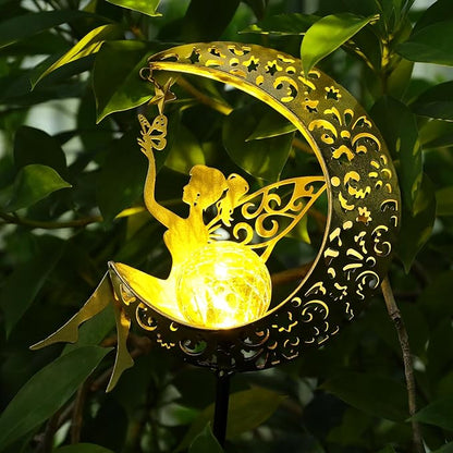 ZKLiLi Solar Lights Garden Decorations,Moon Fairy Light,Solar Statues Outdoor Decor,Warm LED Light for Pathway Lawn Patio Courtyard Gifts for Mom Grandma Women