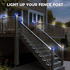 2-Pack Warm White Solar Fence Post Lights, Outdoor LED Caps
