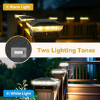 Cool White Patio Post Cap Lights, Solar LED