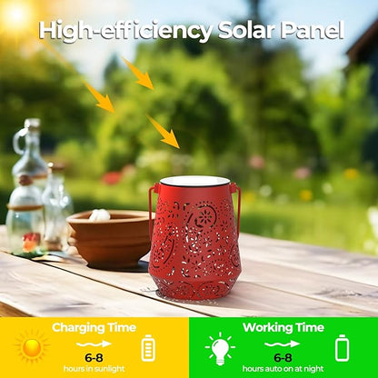 Solar Lanterns 4 Pack Outdoor Waterproof Solar Lights, Mothers Day Gifts for Women Garden Decor LED Hanging Solar Powered Decorative Lantern with Handle for Outside Patio Yard Table Fence