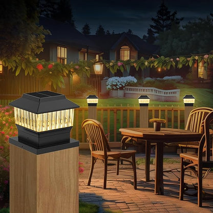 6 Pack Solar Post Cap Lights - Modern #1: Fits True 4x4 Vinyl, 4x4 & 6x6 Wood Posts, Bulk Savings, 3 Color Temp, 50 Lumen Waterproof Outdoor Lights for Deck Fence, Matte Black
