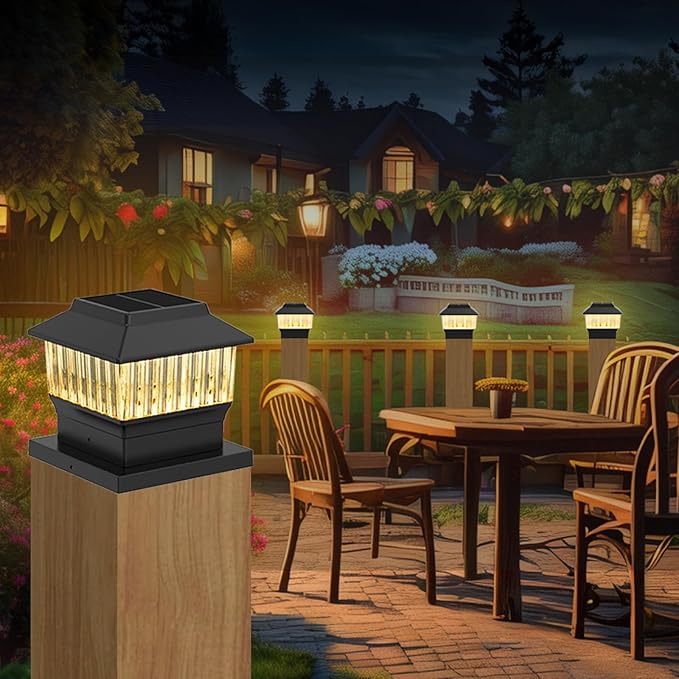 Single Solar Post Cap Light - Modern #1: Fits True 4x4 Vinyl, 4x4 & 6x6 Wood Posts, 3 Color Temp, 50 Lumen Waterproof Outdoor Lights for Deck Fence, Matte Black