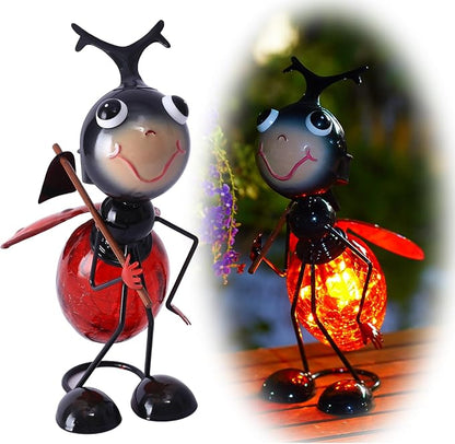 Solar Ladybug Garden Lantern Waterproof LED Ladybug Solar Lights Outdoor Decorative Tabletop Lanterns Lamp for Yard Patio Table Decoration.