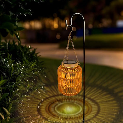 Solar Outdoor Lanterns Waterproof, Hanging Rattan Lantern Lights for Outside, Solar lamp Outdoor Chandelier Idea for Gazebo Pergola Porch Patio Pathway Decor (2)