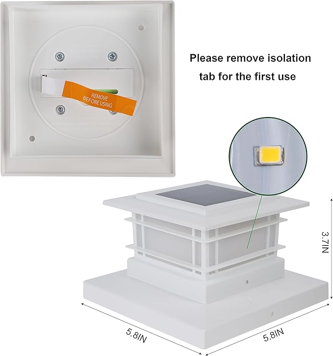 6-Pack Solar Post Cap Lights, Warm White Waterproof