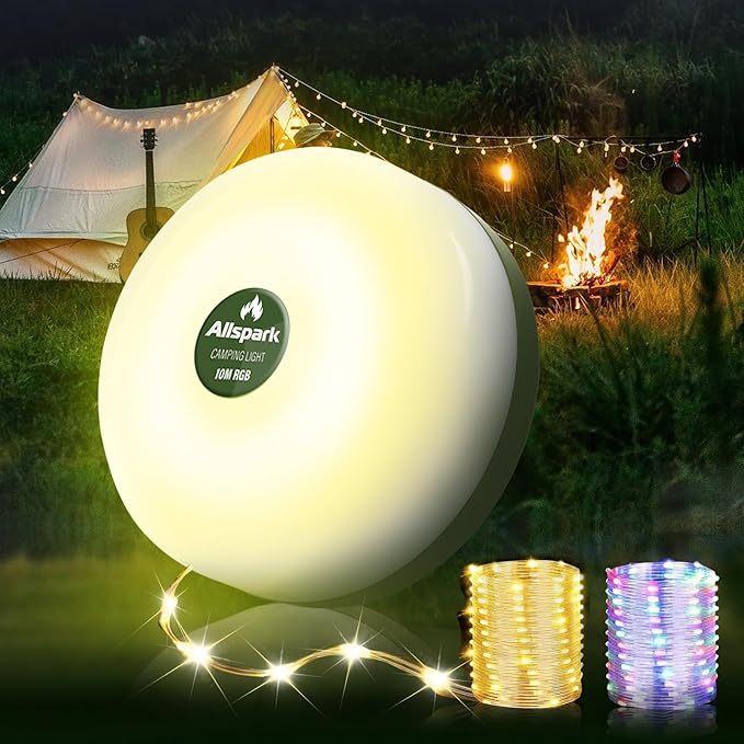 Portable Camping Lights 32.8ft, Rechargeable -Mode