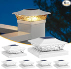 Cool White Solar Fence Post Caps 6-Pack, Patio LED