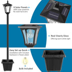 Lamp Post Light with Planter, Solar Outdoor