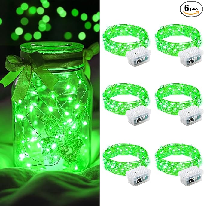 6-Pack 20 LED Christmas Twinkle Lights, 7ft Waterproof for Backyard