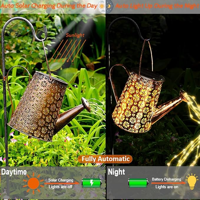 Solar Watering Can Lights,Solar Lights Outdoor Garden Decor,Large Hanging IP65 Waterproof Solar Lantern Landscape Lights Outside Decor for Garden Yard Pathway for Holiday-Festival