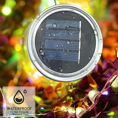 Solar Lights Replacement Top Parts for Outdoor Solar Watering Can Hanging Lanterns with 90 LED String Lithgs Detachable Connector (Warm White ) (4PCS for Mason Jar)