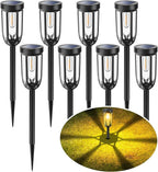 8-Pack Warm White Solar Path Lights, Outdoor Walkway LED