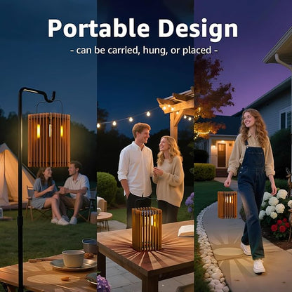 2-Pack Solar Lanterns Outdoor Hanging Portable Table Top Decorative Lamp DIY Lantern Lights Water-Resistant for Outside Patio Yard Garden Porch