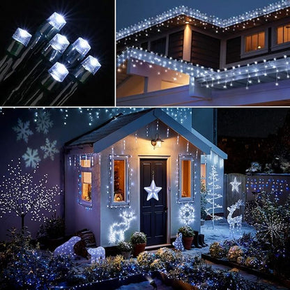 Joomer Battery Christmas Lights, 66ft 200LED Fairy Lights Battery Operated Timer 8 Modes Waterproof for Outdoor Home Garden Party Holiday Christmas Trees Decoration (White)