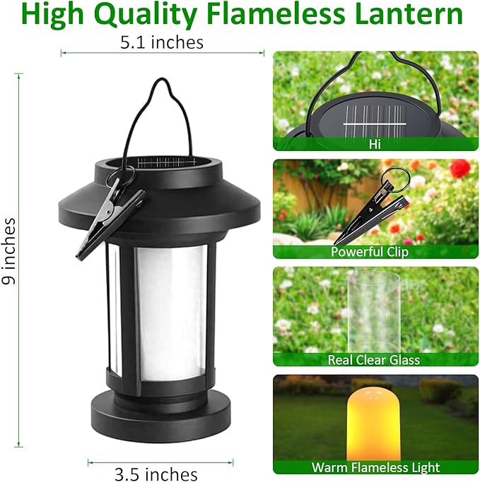 4-Pack Garden Solar Lanterns, Waterproof LED Patio Lights