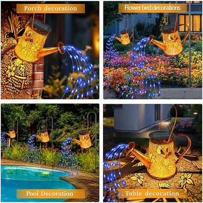 Solar Watering Can Lights, Hummingbird Gifts for Women Mom Grandma Birthday, Waterproof Outdoor Garden Decor Large Hanging Solar Lanterns Garden Lights for Patio Porch Yard Flowerbed Pathway