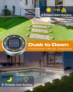 6-Pack Solar Ground Disk Lights, Cool White Waterproof LED