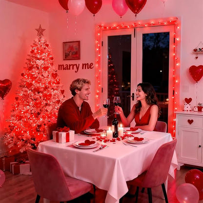 JMEXSUSS 4 Pack 50 LED Red Christmas Lights Battery Operated, Each 16.5ft Red String Lights with Timer, 8 Modes Valentine’s Lights Outdoor Waterproof for Wedding Anniversary Valentine’s Day Decor