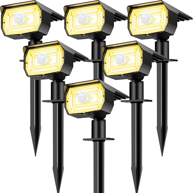 Solar Motion Sensor Landscape Spotlights 6-Pack, LED