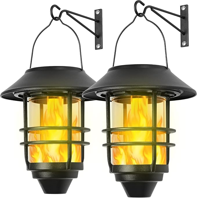 Hanging Solar Lantern Set 2-Pack, Elegant Patio Lighting