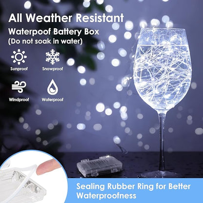 Mlambert 3 Pack 33FT Fairy Lights Battery Operated with Remote and Timer, Dimmable Waterproof 8 Modes Lights for Classroom Christmas Party-Cool White