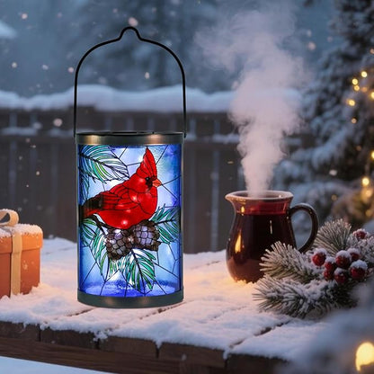 MUMTOP Hanging Solar Lanterns Outdoor Waterproof, Christmas Lantern Cardinal Solar Lights Outdoor Decorative Solar Lanterns Tabletop Lamp for Patio Garden Yard Christmas Decor