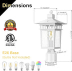White Solar Post Lighting Fixture, Outdoor Post Lighting