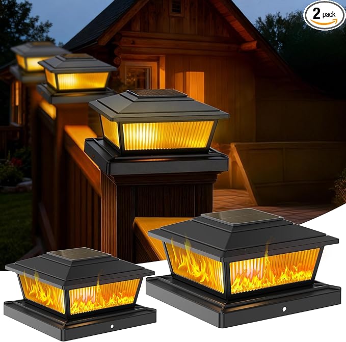 2-Pack Bright Solar Post Cap Lights for Fence, LED