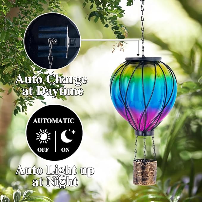 Hanging Solar Backyard Lanterns, Elegant Waterproof LED