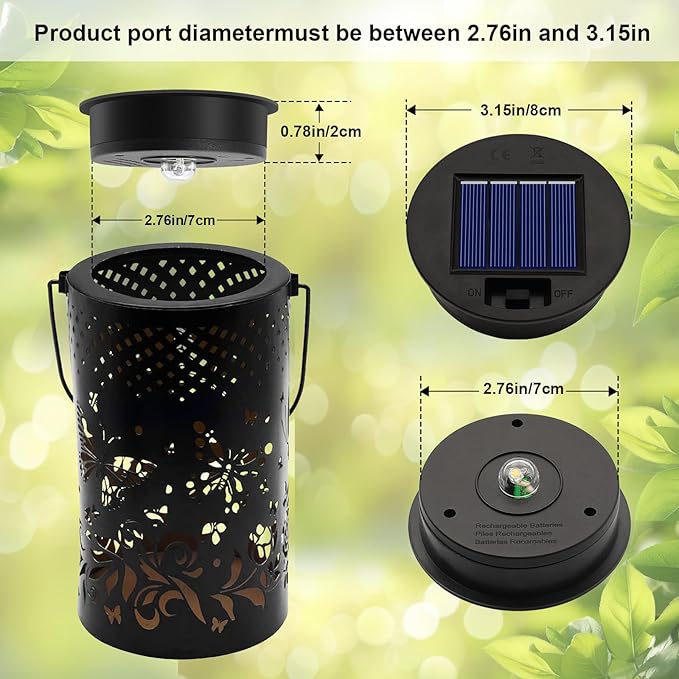 YJFWAL 1P Solar Light Replacement Top(Top Size 3.15 inch, Bottom Size 2.76 inch) LED Solar Panel Lantern Lid Lights for Lanterns Garden Patio Decor(Warm White)