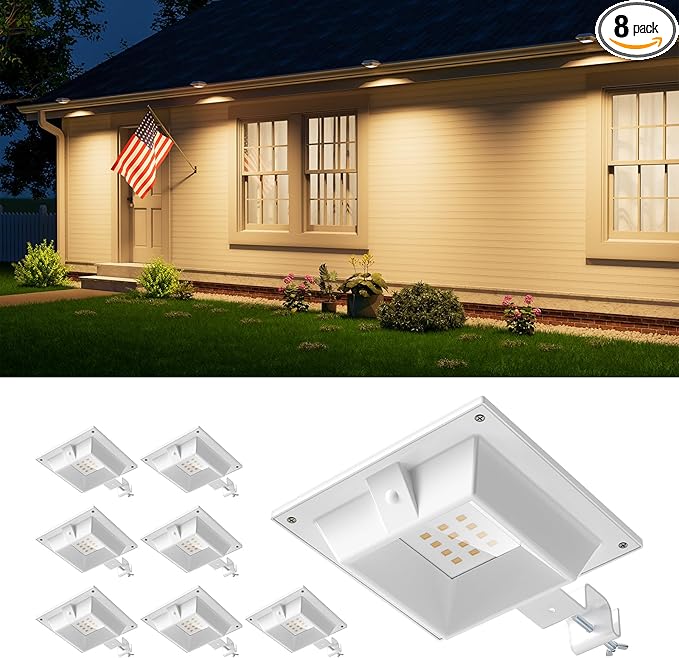 8-Pack Warm White Solar Dock Lights, Outdoor LED