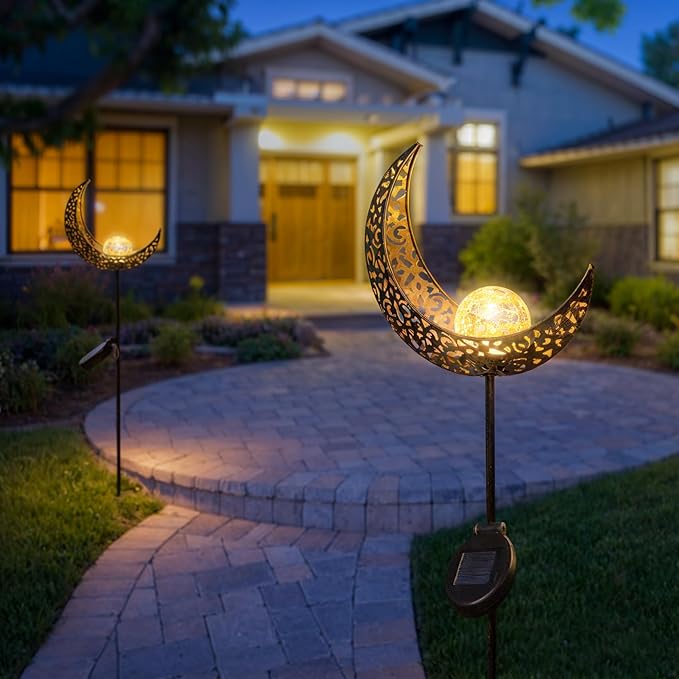 2-Pack Bronze Solar Path Lights, Outdoor Driveway LED