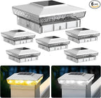 6-Pack Solar Post Cap Lights, Cool White Waterproof