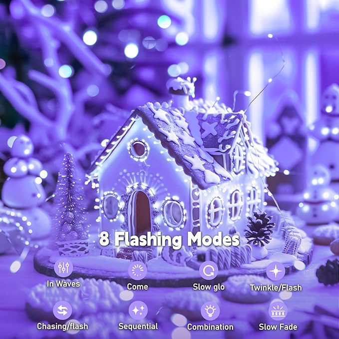 50 LED Christmas Twinkle Lights, 16ft Waterproof for Patio