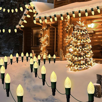 Solar Christmas Pathway Lights Outdoor, 20 LED C9 With 20 Stakes, 23FT Decorations Strawberry String for Roof Yard Patio Walkway Driveway, Warm White