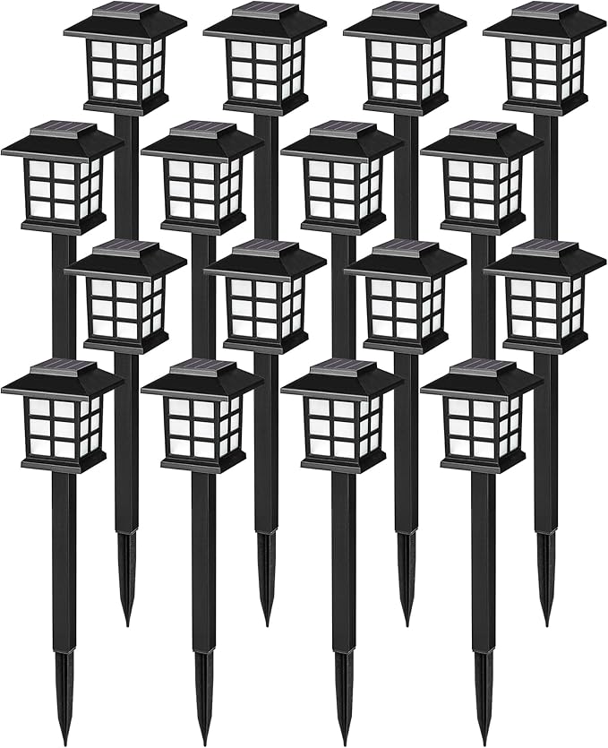 16-Pack Warm White Solar Path Lights, Outdoor Yard LED